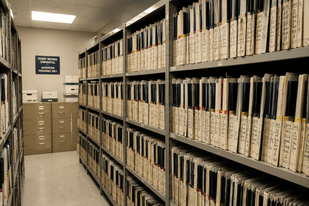 X-Ray film disposal for archived healthcare facility records